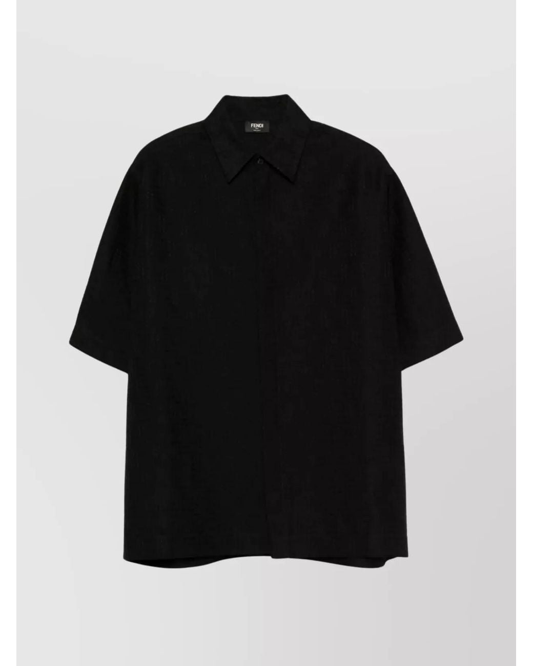 Fendi Black Linen Blend Ff Jacquard Oversized Short-Sleeve Shirt for men