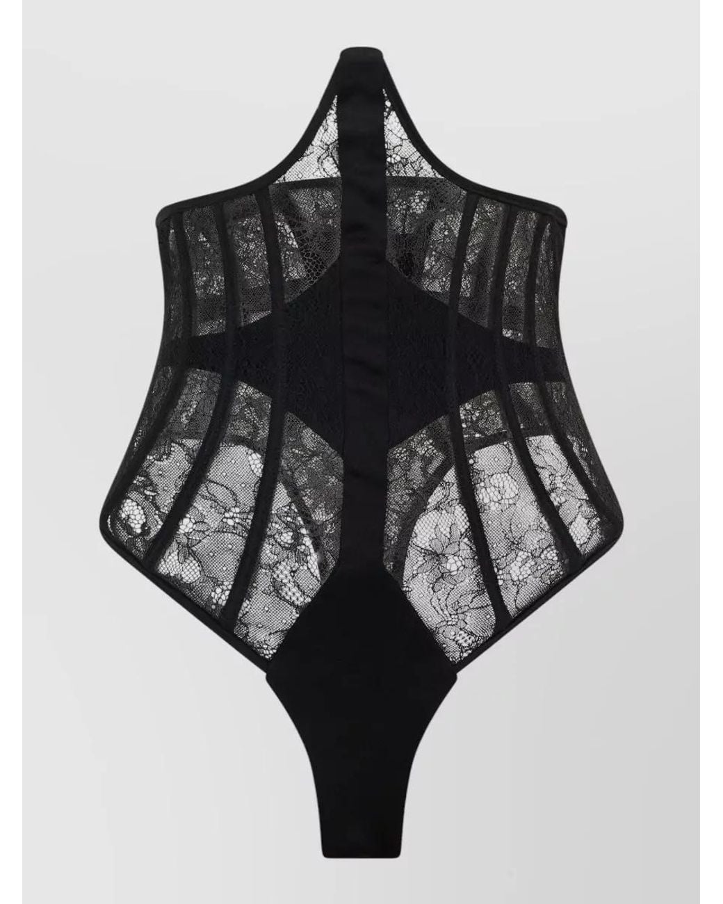 The Mannei Black Silk Lace Bodysuit