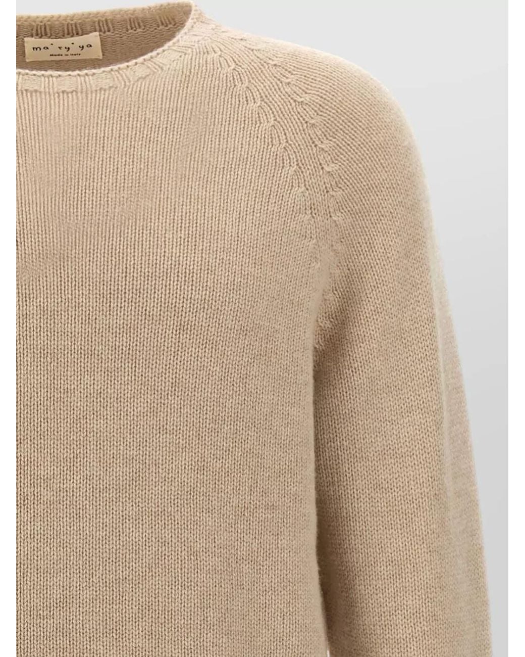 Ma'ry'ya Natural Cashmere Blend Crewneck Sweater for men