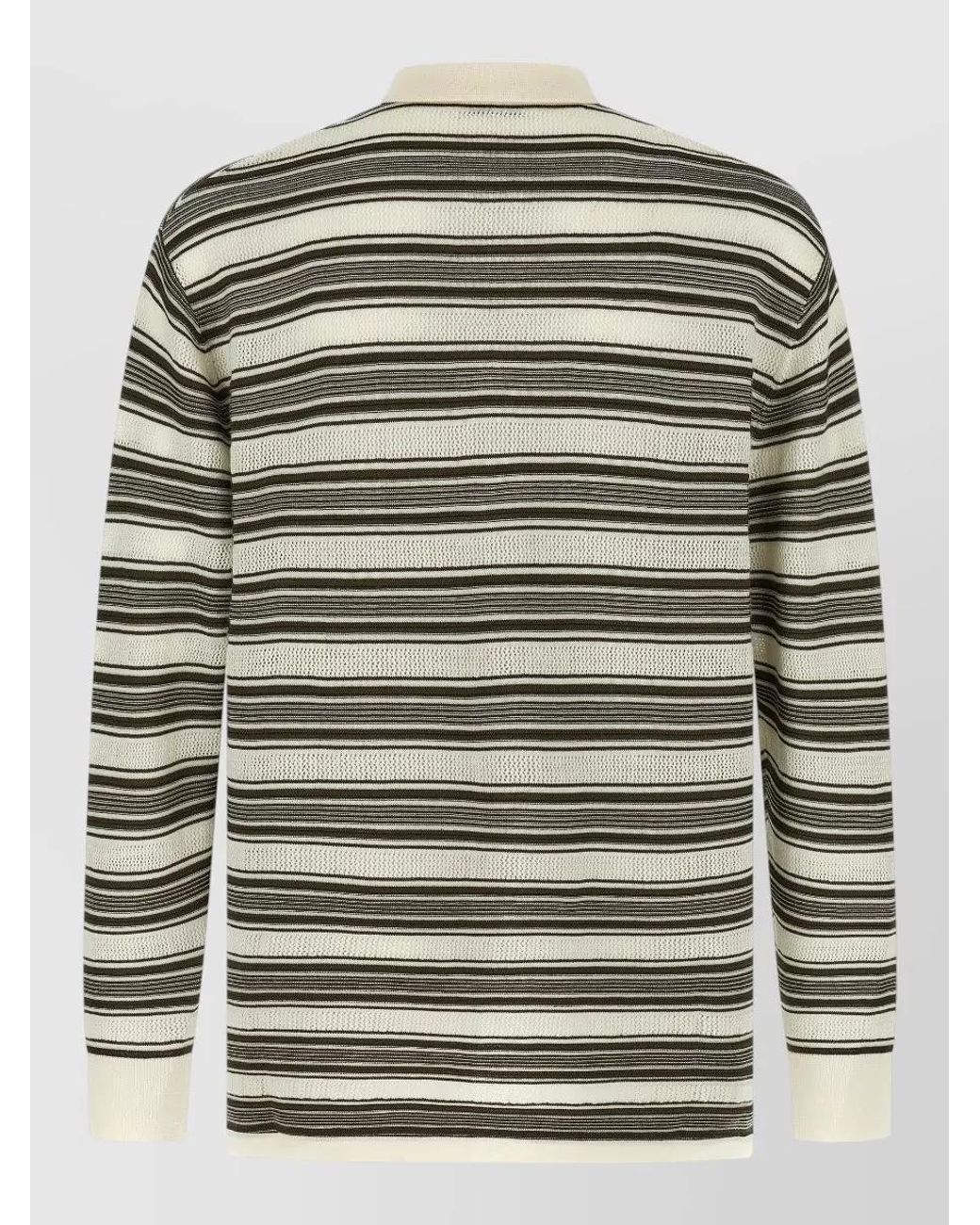 Wales Bonner Gray Striped Long-Sleeve Polo Shirt for men