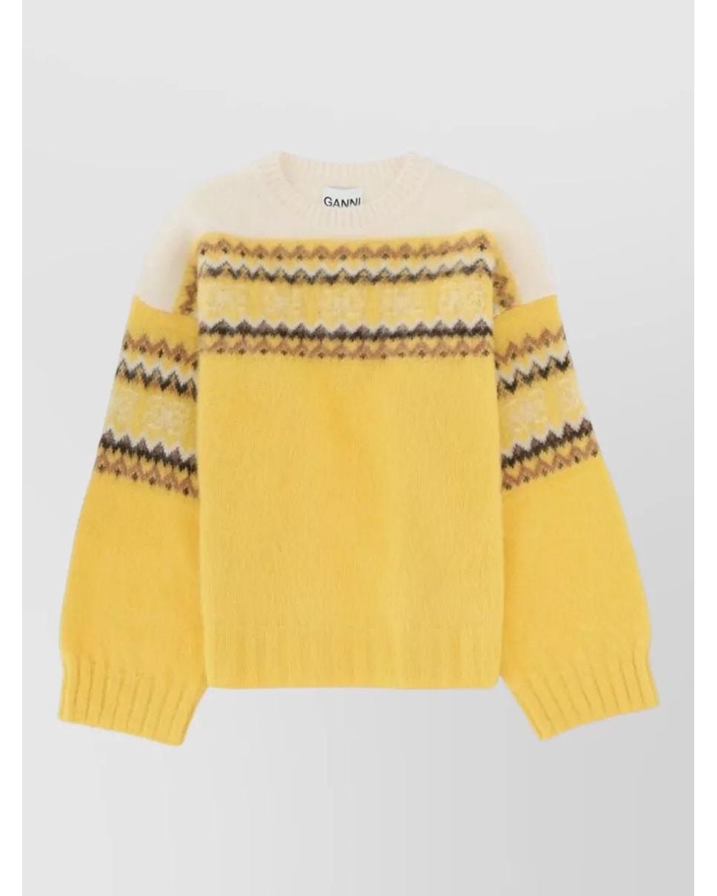 Ganni Yellow Alpaca Wool Relaxed-Fit Jumper