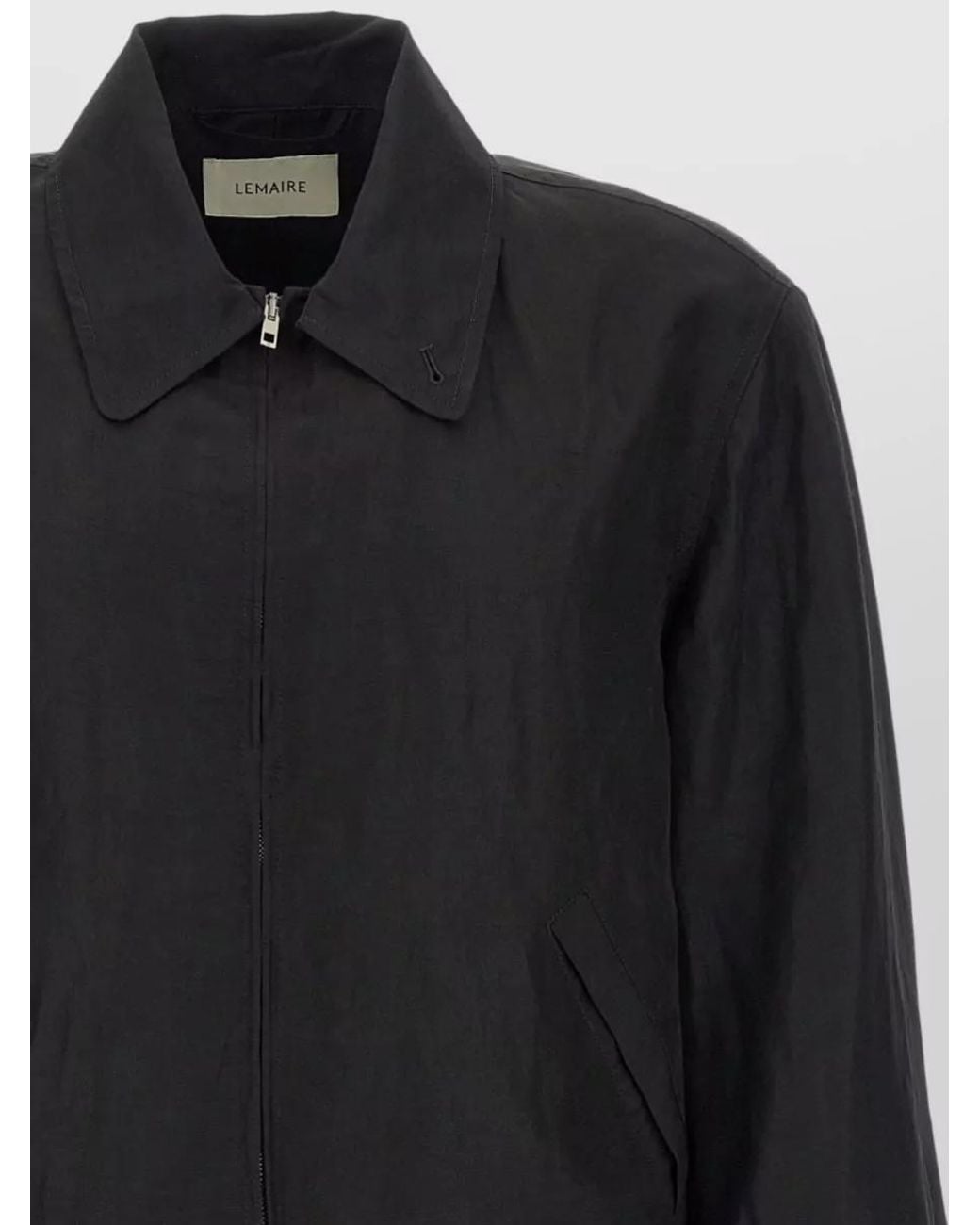 Lemaire Black Linen Blend Short Zip Jacket for men