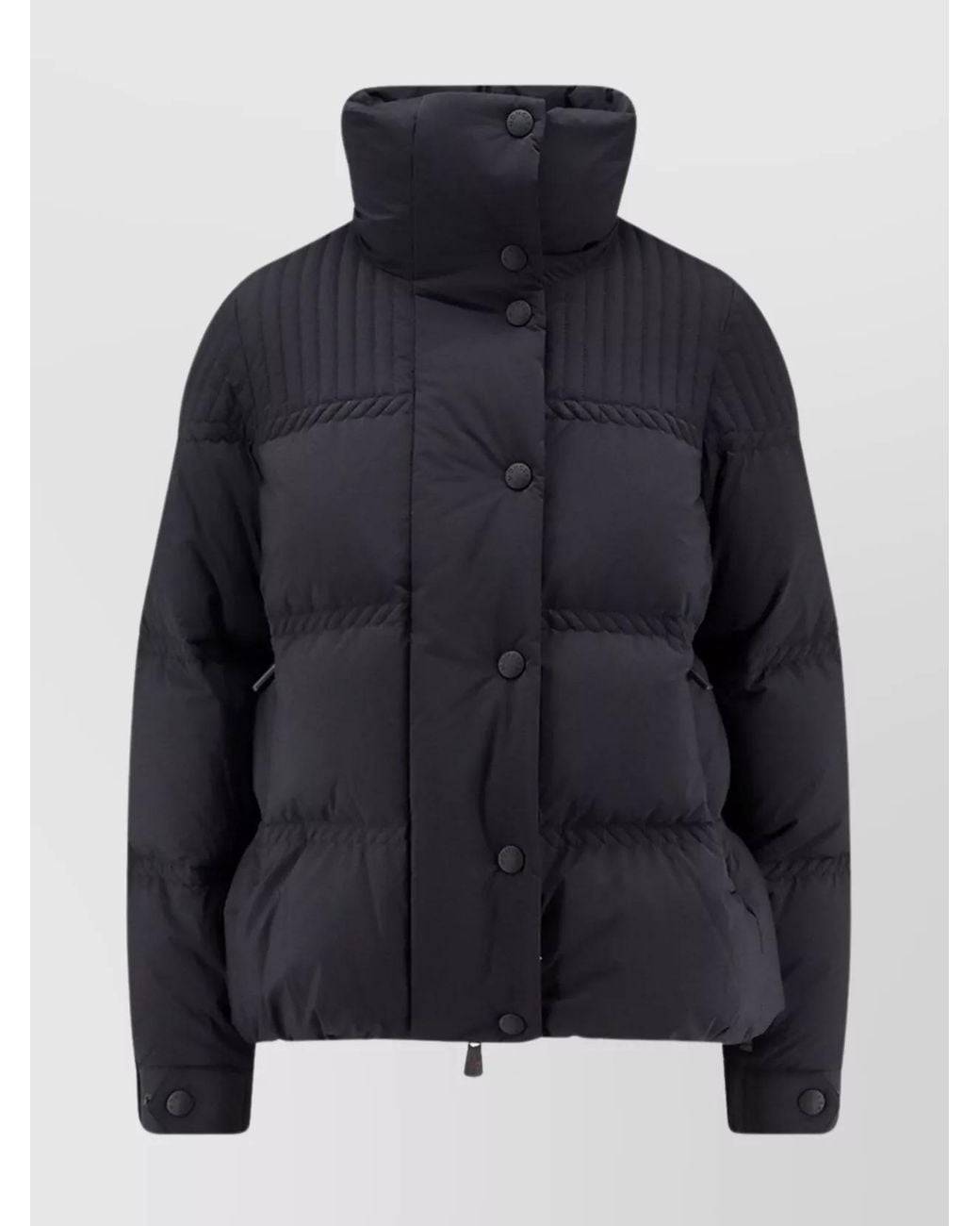 Moncler Blue High Collar Quilted Nylon Outerwear