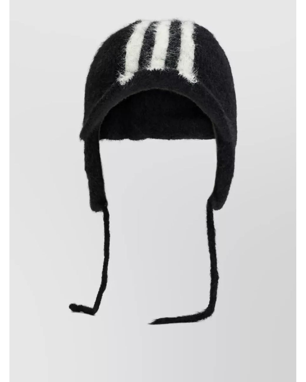 Y-3 Black Striped Cotton Beanie for men