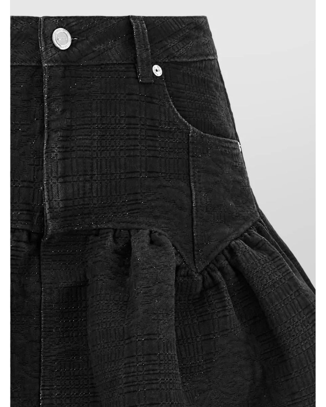 Ganni Black Lurex Denim Mini Skirt