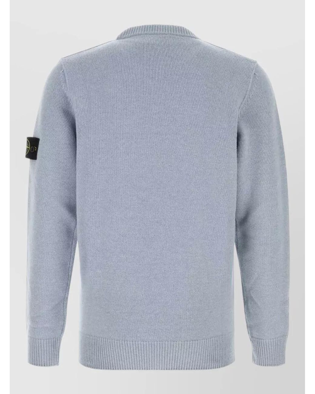Stone Island Blue Ribbed Wool-Blend Crew-Neck Jumper for men