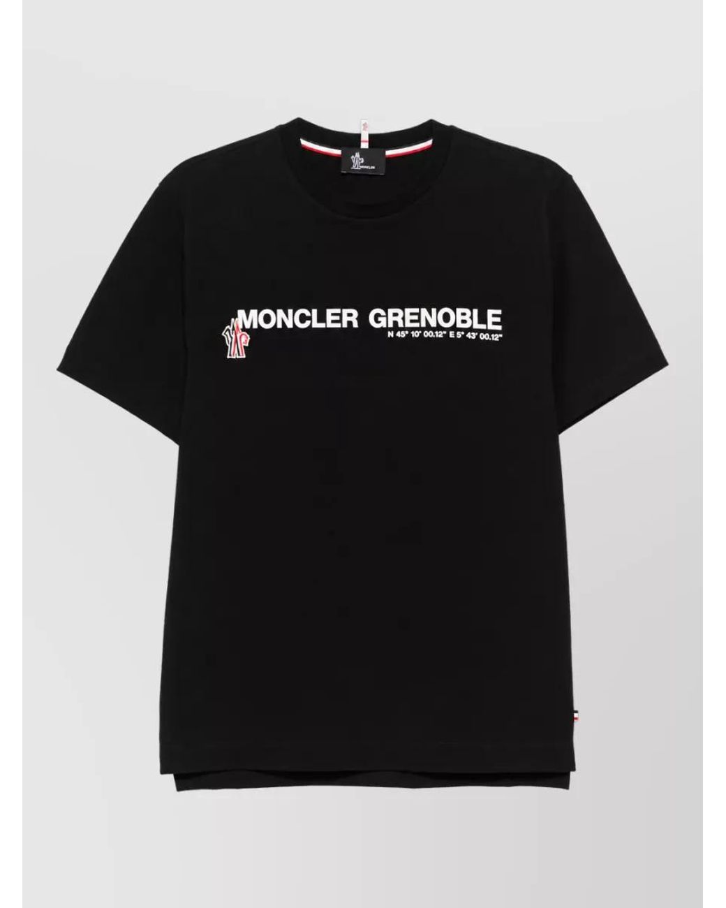 Moncler Black Logo Print Cotton Jersey Crew Neck T-Shirt for men