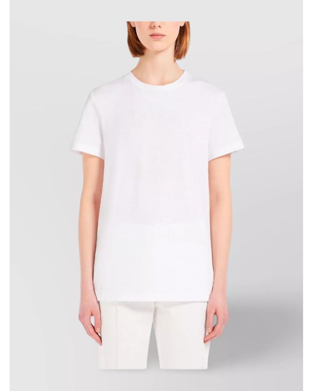 Max Mara White Crew Neck Cotton T-Shirt