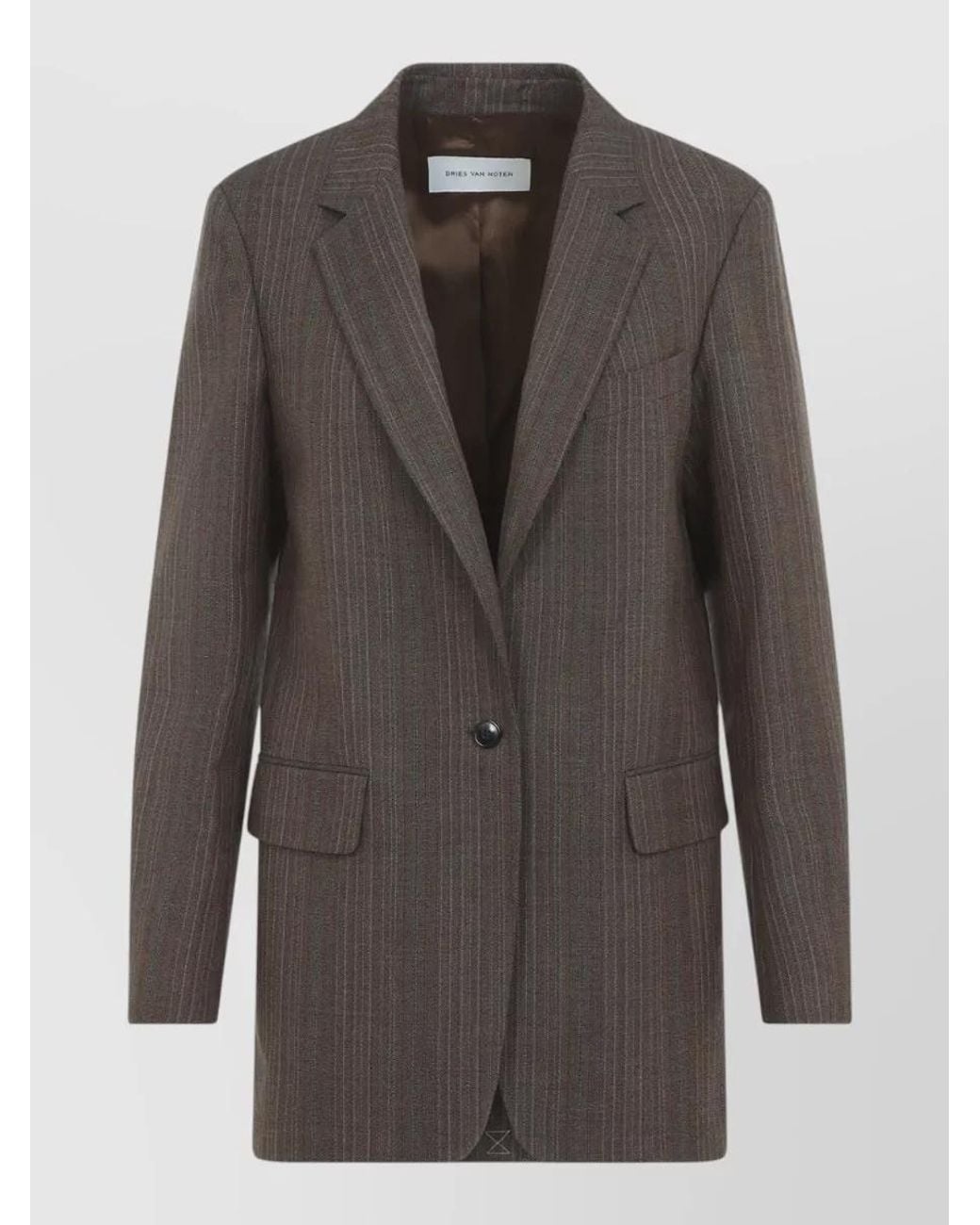 Dries Van Noten Gray Wool Checked Double-Breasted Blazer