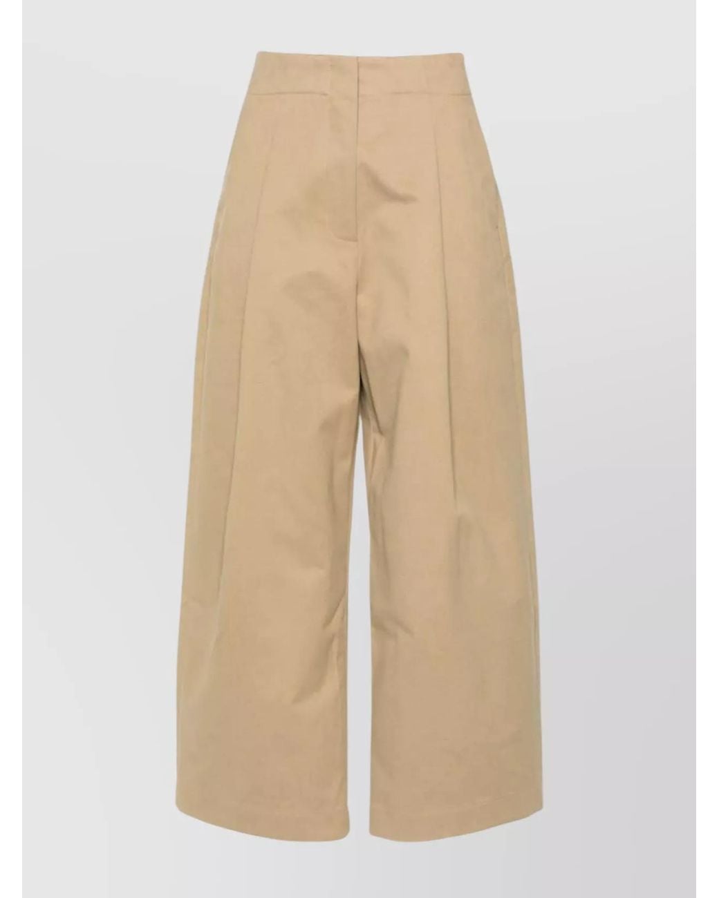 Studio Nicholson Natural Cotton High-Rise Pleated Cropped Wide-Leg Trousers