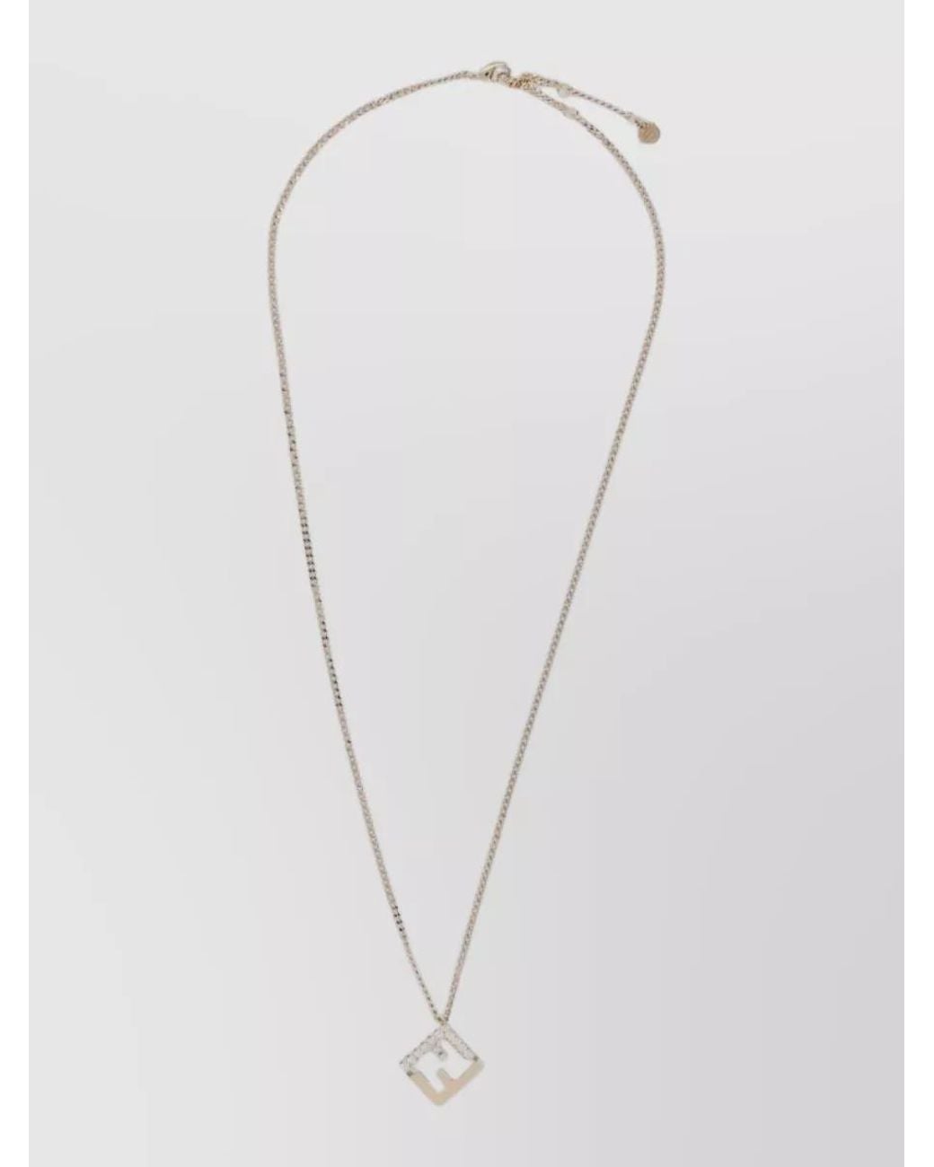 Fendi White Brass Pendant Necklace