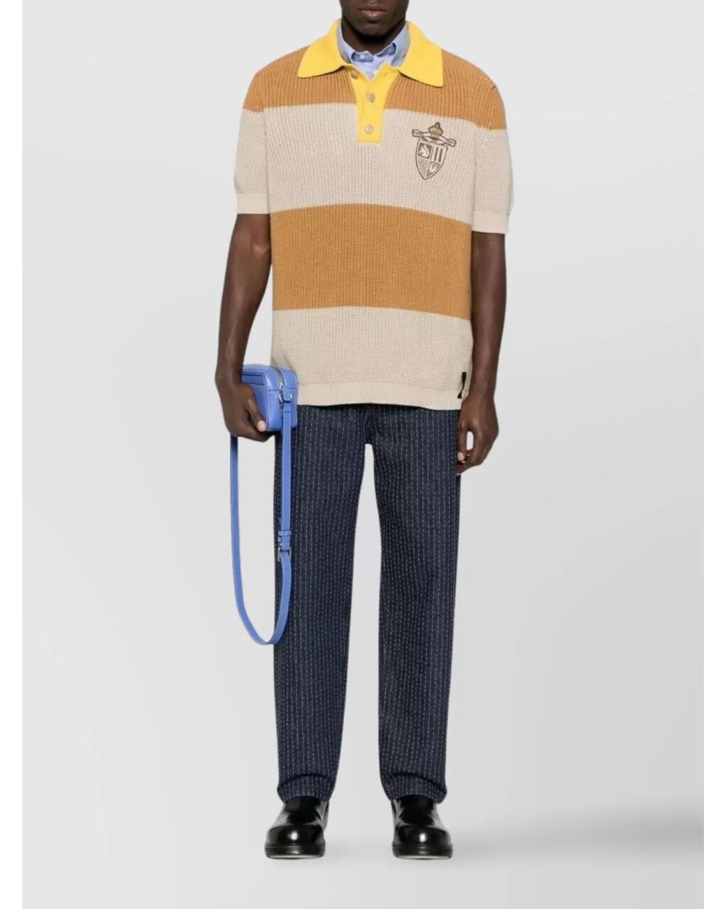 Fendi Multicolor Striped Cotton Short-Sleeve Polo Shirt for men