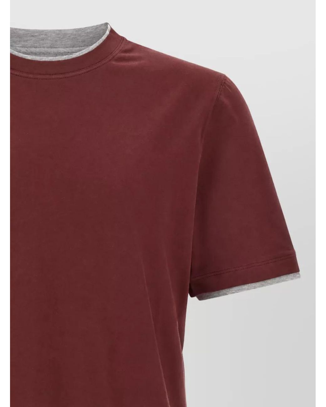 Brunello Cucinelli Red Cotton Regular-Fit Short-Sleeve T-Shirt for men