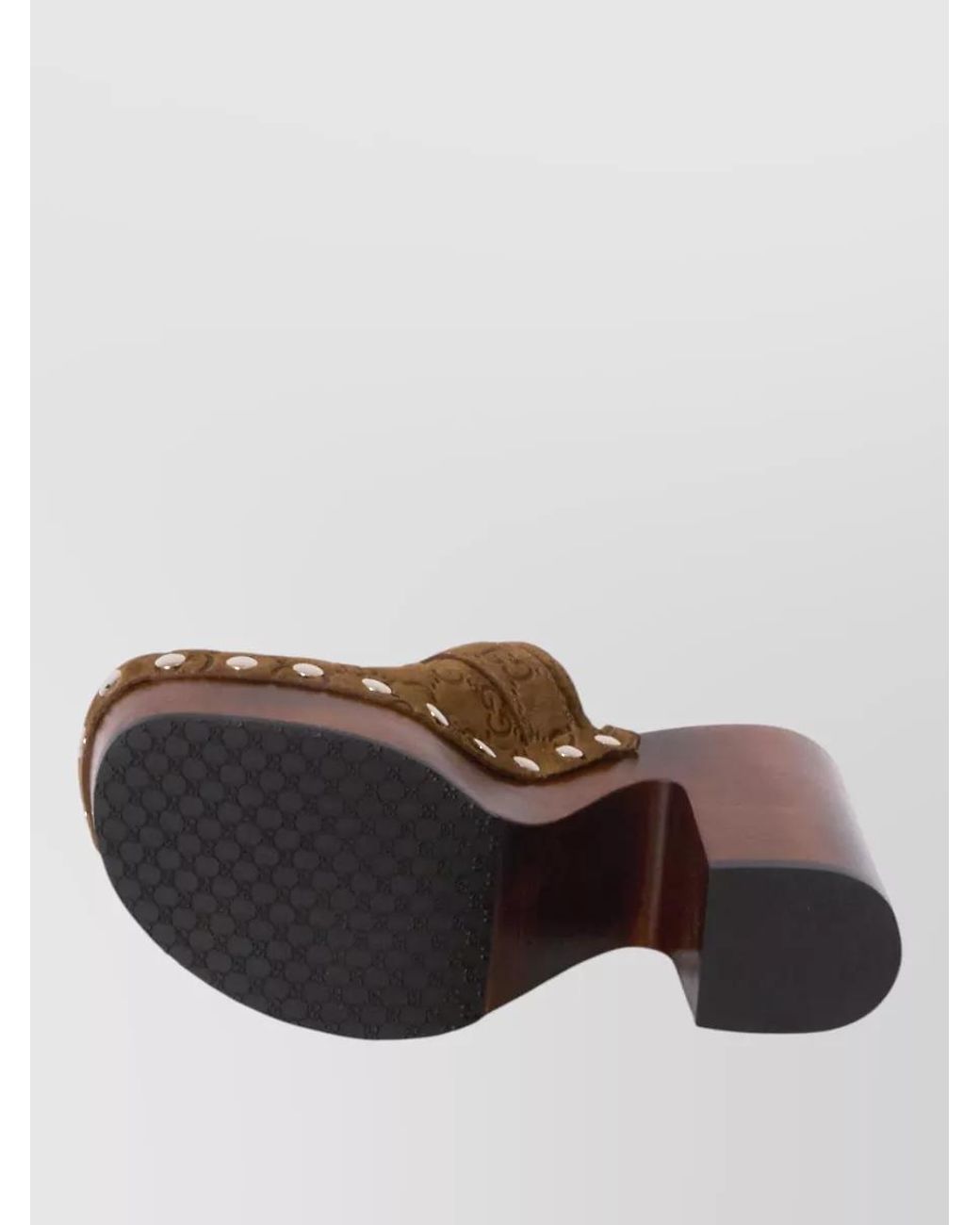 Gucci Brown Leather Platform Clog Mules