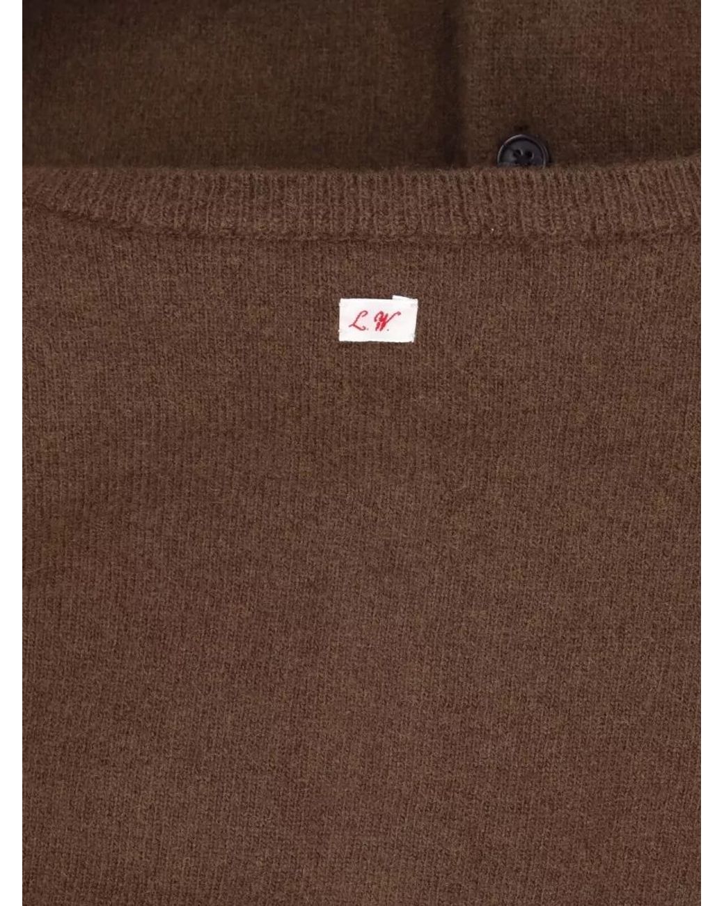 Low Classic Brown Wool Crewneck Cardigan