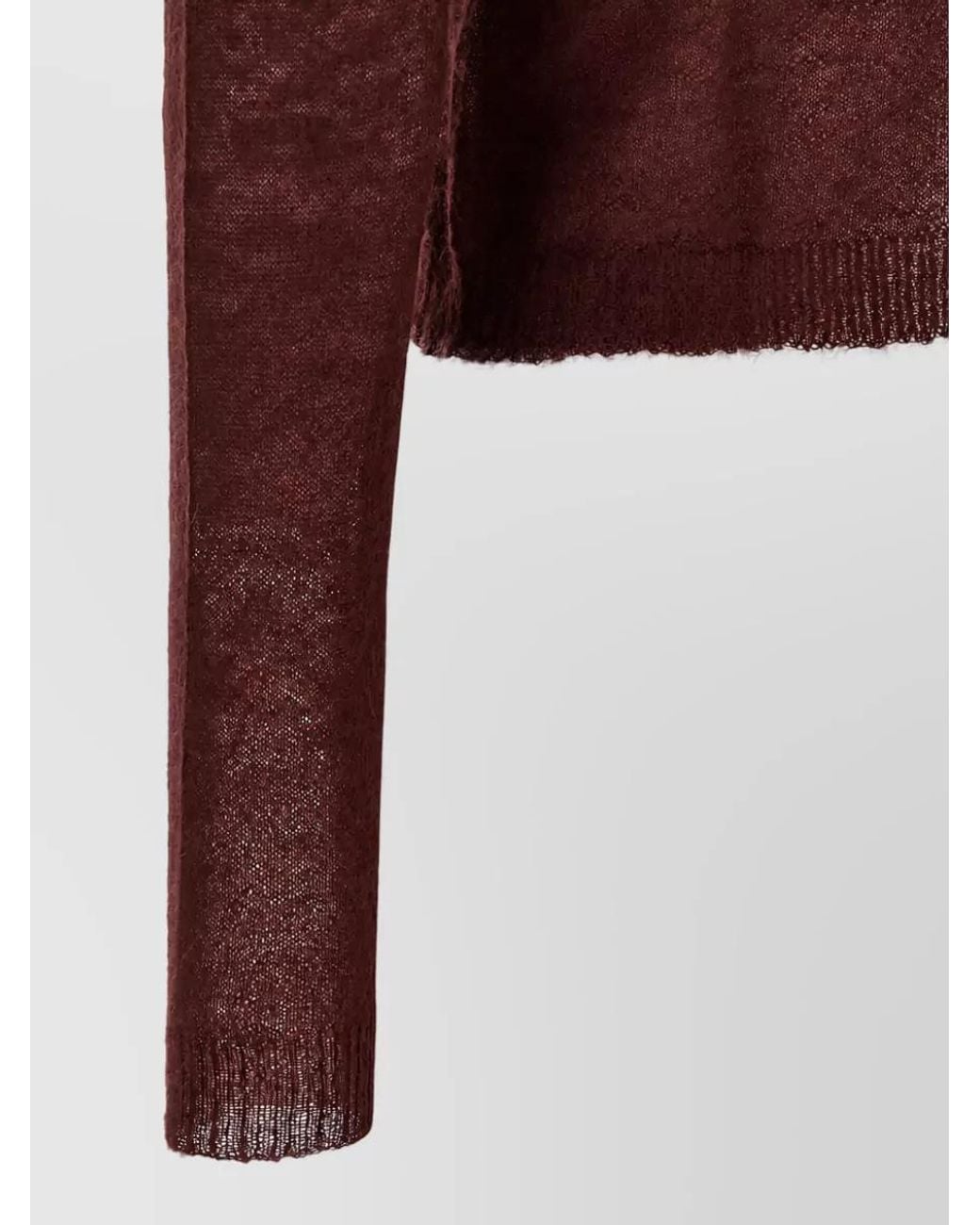 Alberta Ferretti Red Ruffled Cropped V-Neck Mohair-Blend Sweater