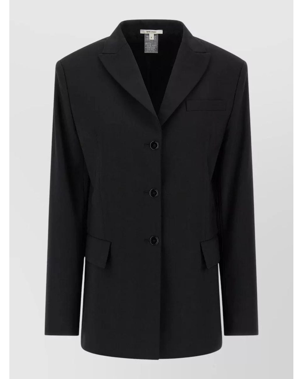 Nensi Dojaka Black Single-Breasted Belted Blazer
