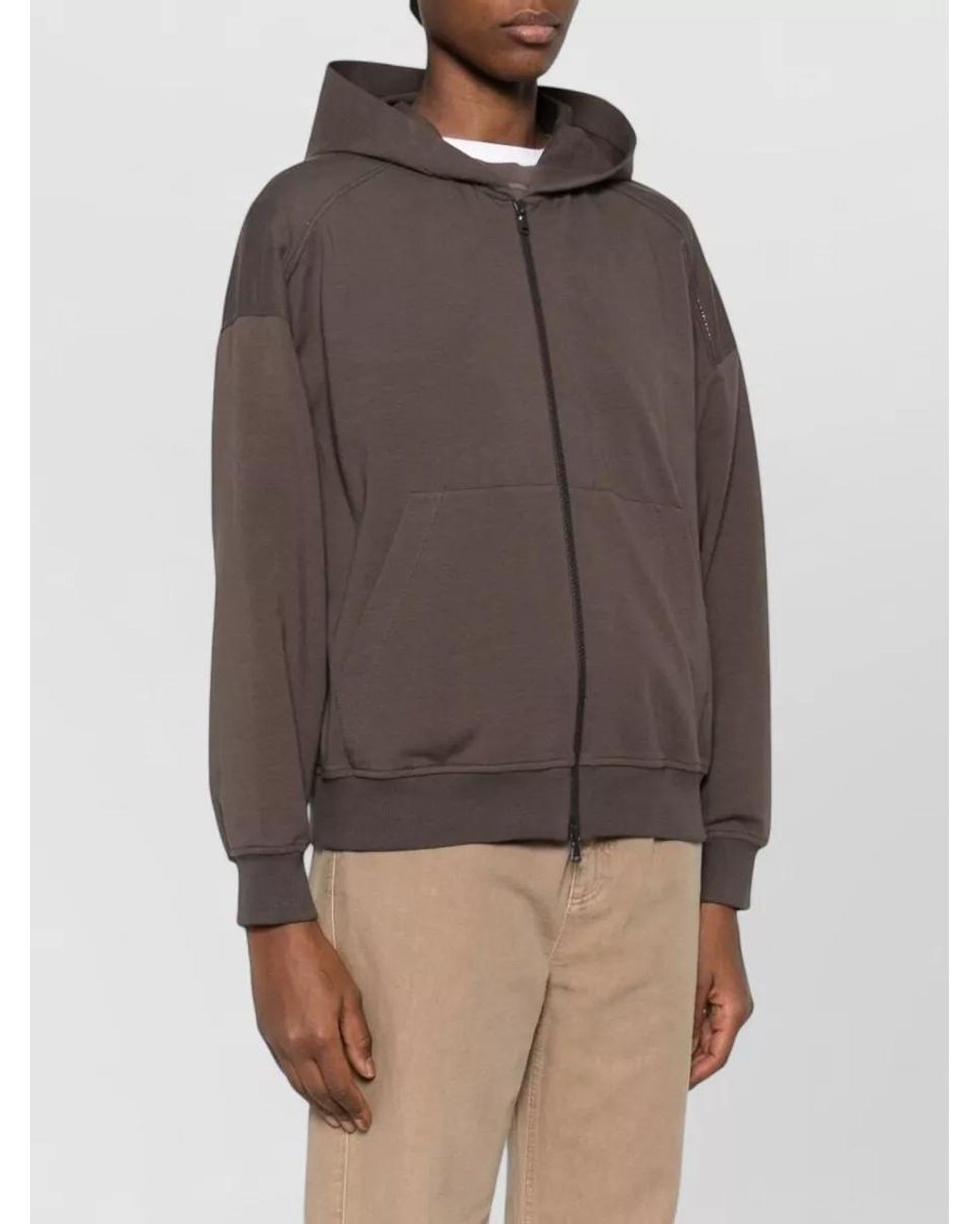 Brunello Cucinelli Brown Cotton Zip-Up Hoodie