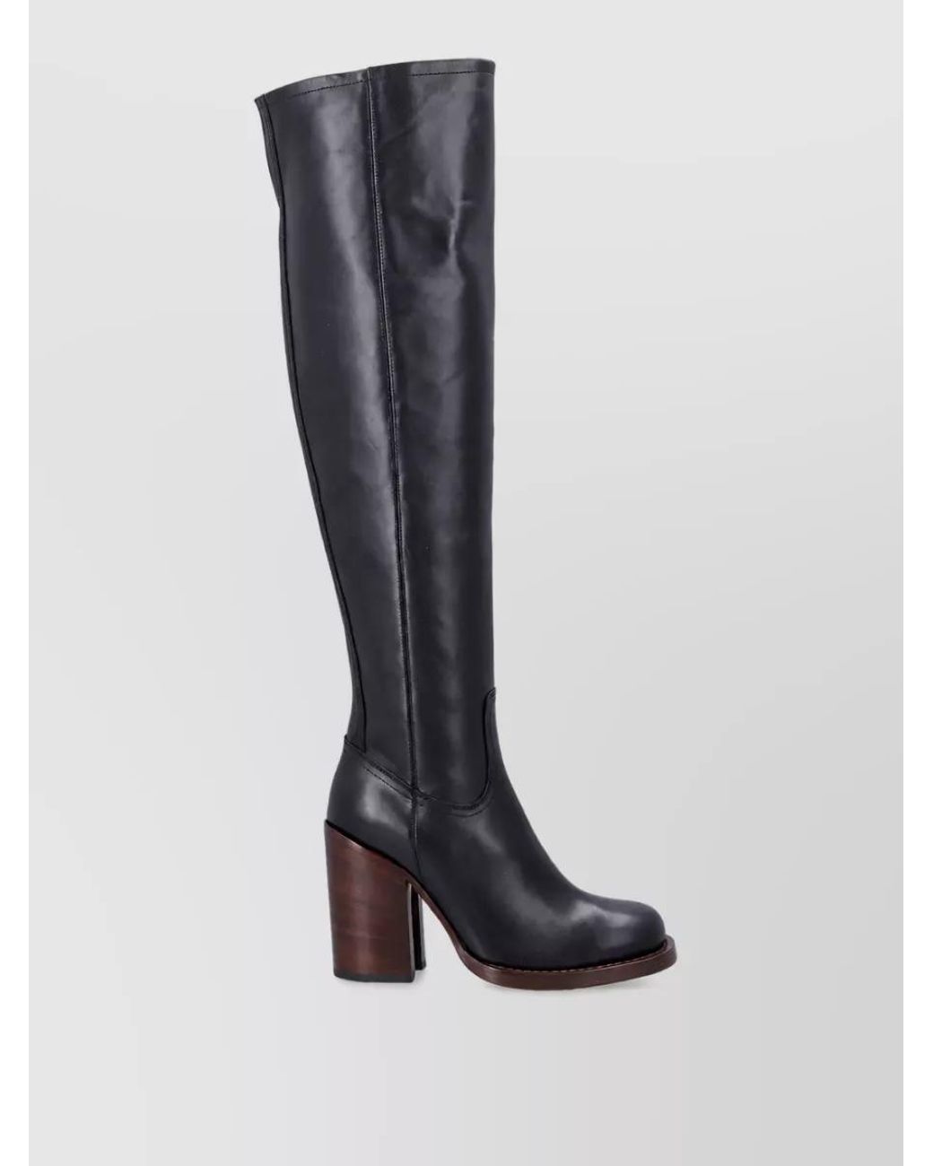 Dries Van Noten Black Leather High Boots