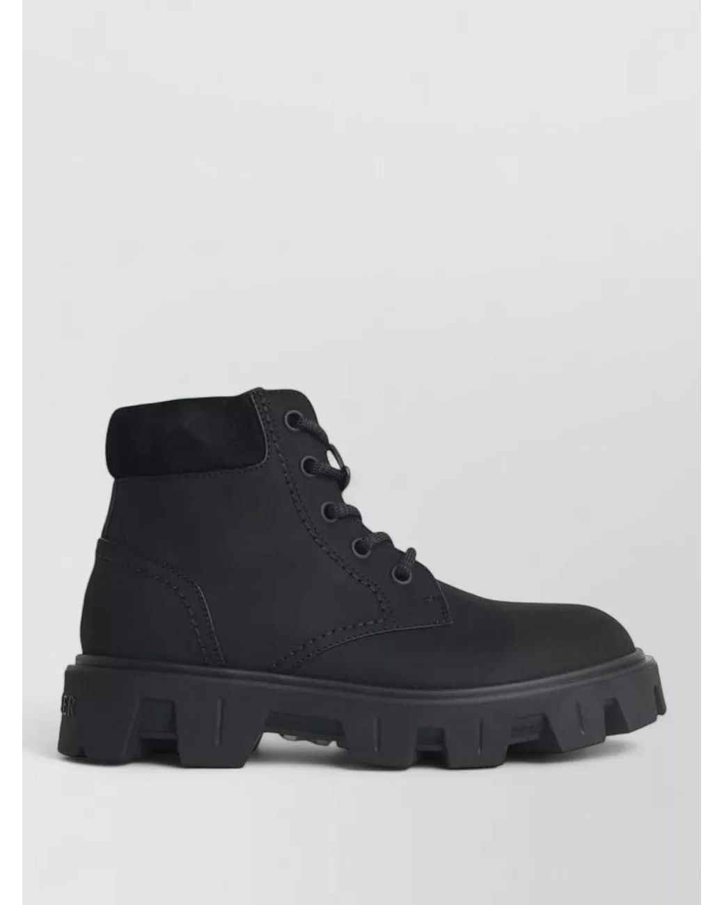 Moncler Black Leather Ankle Boots for men