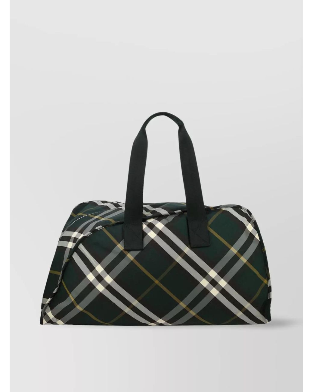 Burberry Black Checked Fabric Duffle Bag for men