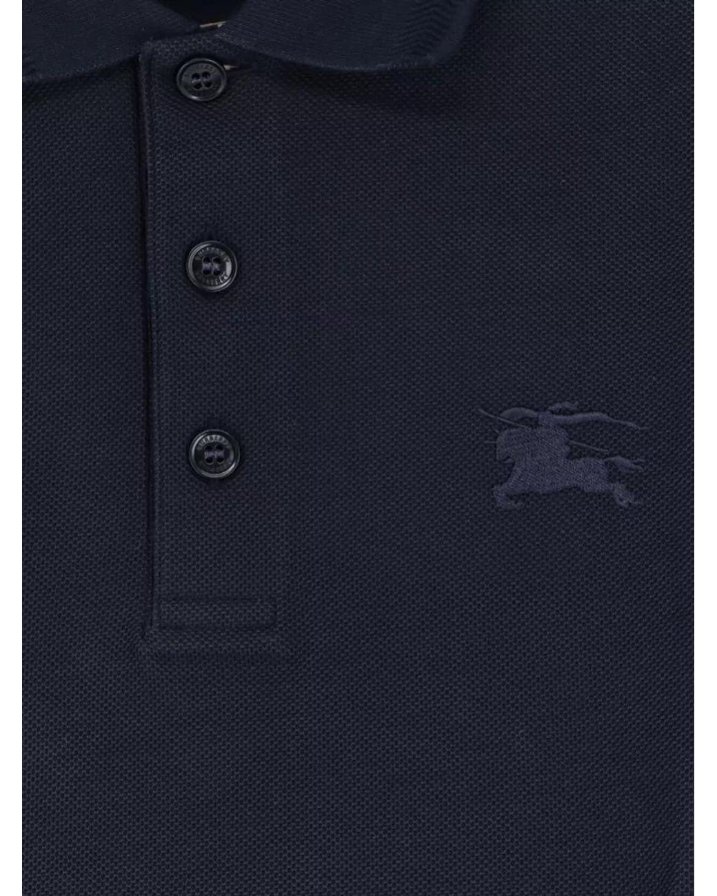 Burberry Blue Cotton Regular-Fit Short-Sleeve Polo Shirt for men