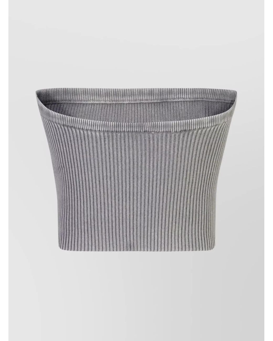 DIESEL Gray Ribbed Strapless Cropped Top