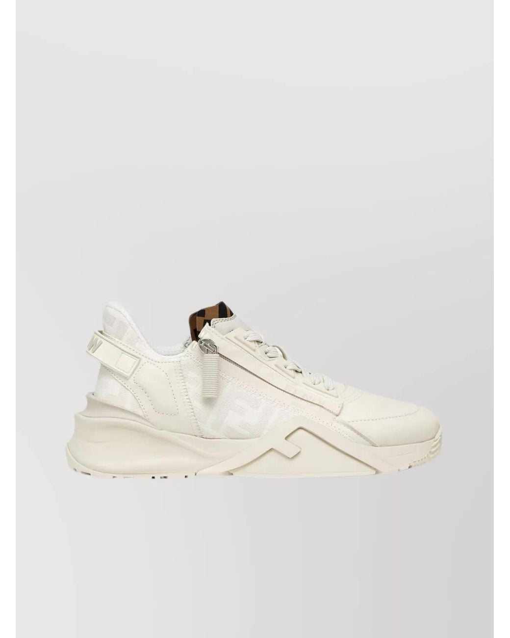 Fendi Natural Leather Logo-Print Low-Top Sneakers