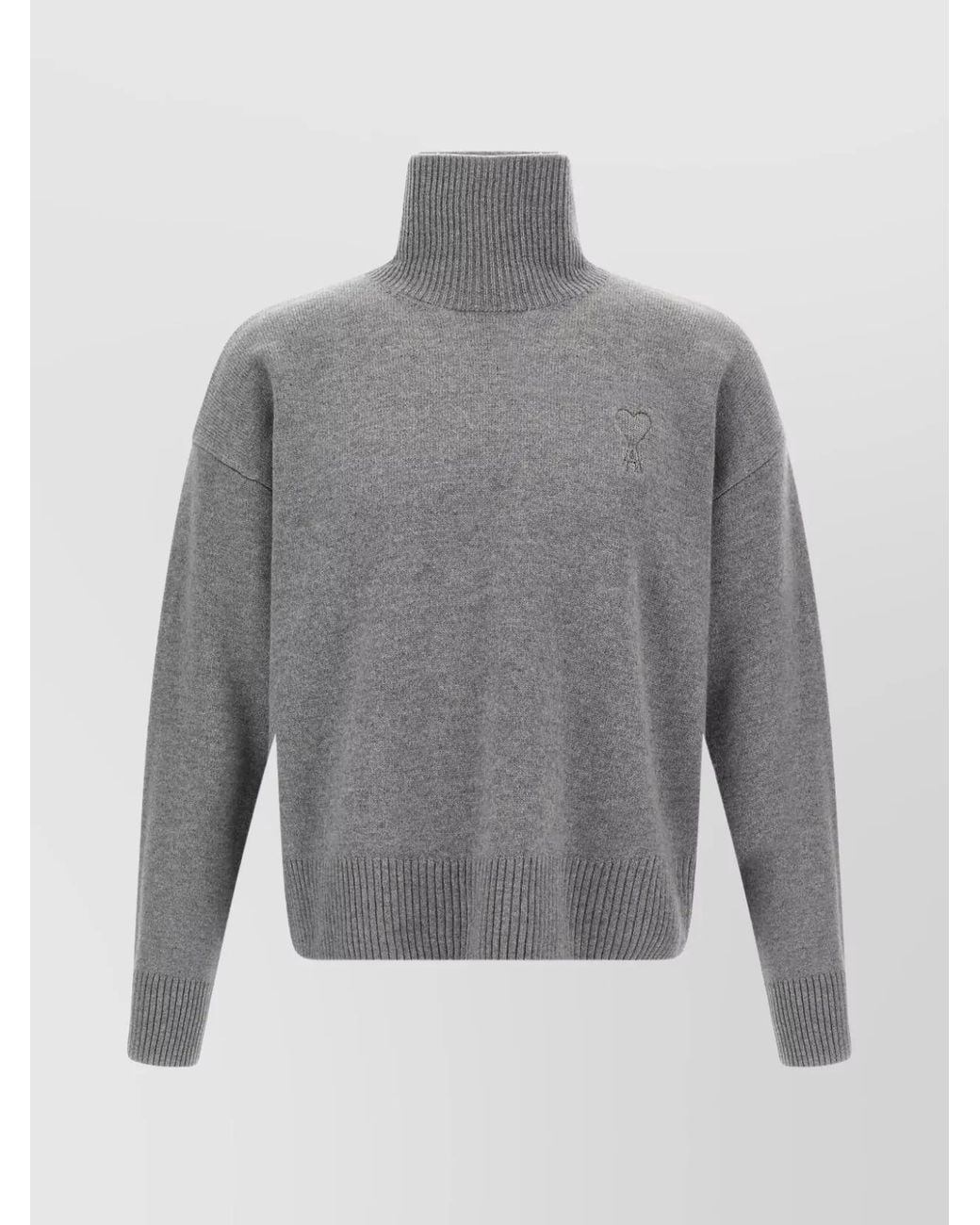 AMI Gray Cashmere Wool High Neck Oversized Sweater for men