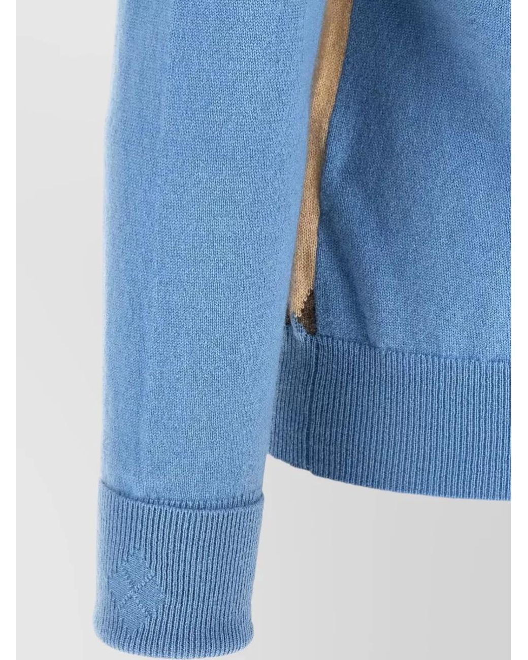 Ballantyne Blue Cashmere Regular-Fit V-Neck Diamond-Intarsia Jumper for men
