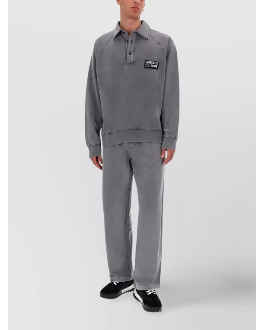Versace Jeans Couture Gray Cotton Jogger Trousers for men
