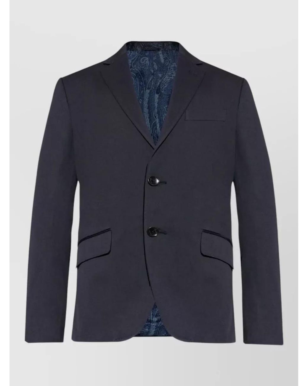 Etro Blue Suit Notch Lapel Flap Pockets Nylon Silk for men