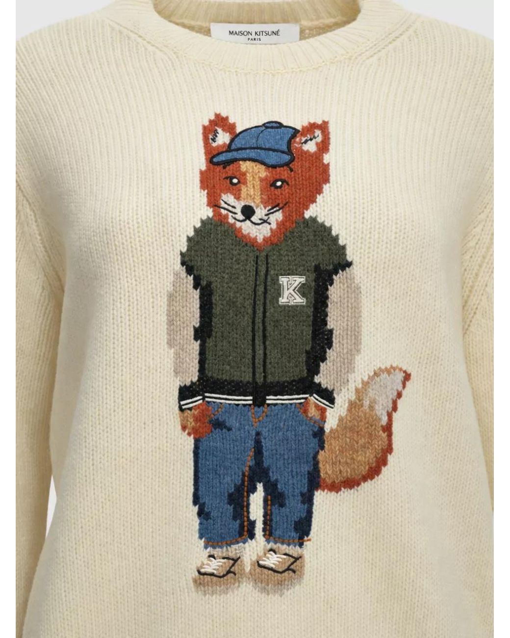 Maison Kitsuné Natural Wool Crew-Neck Sweater
