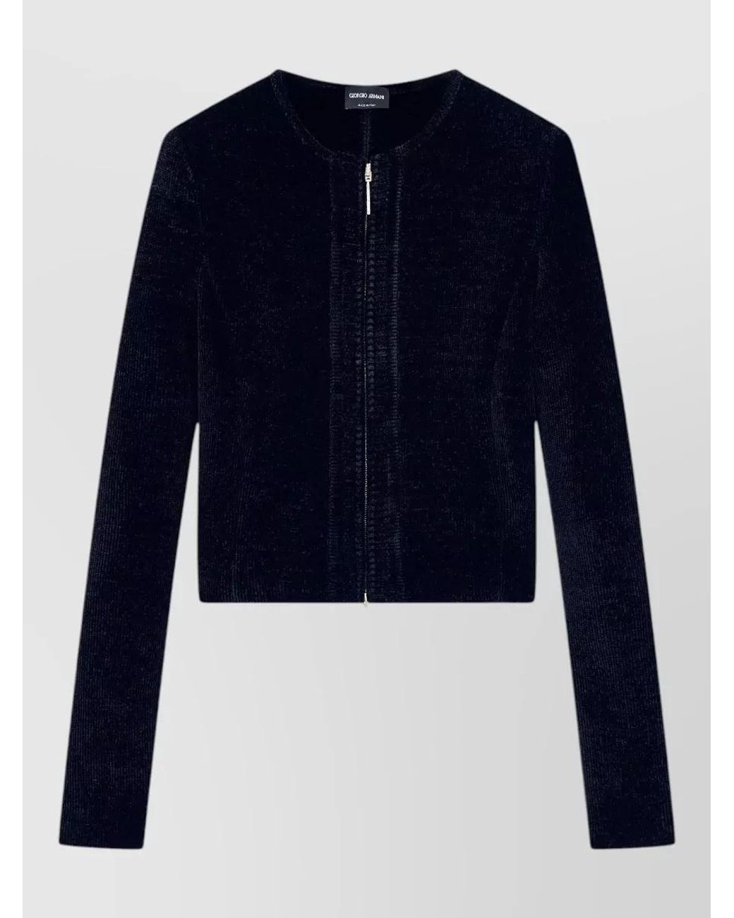 Giorgio Armani Blue Chenille Slim-Fit Crew-Neck Jacket