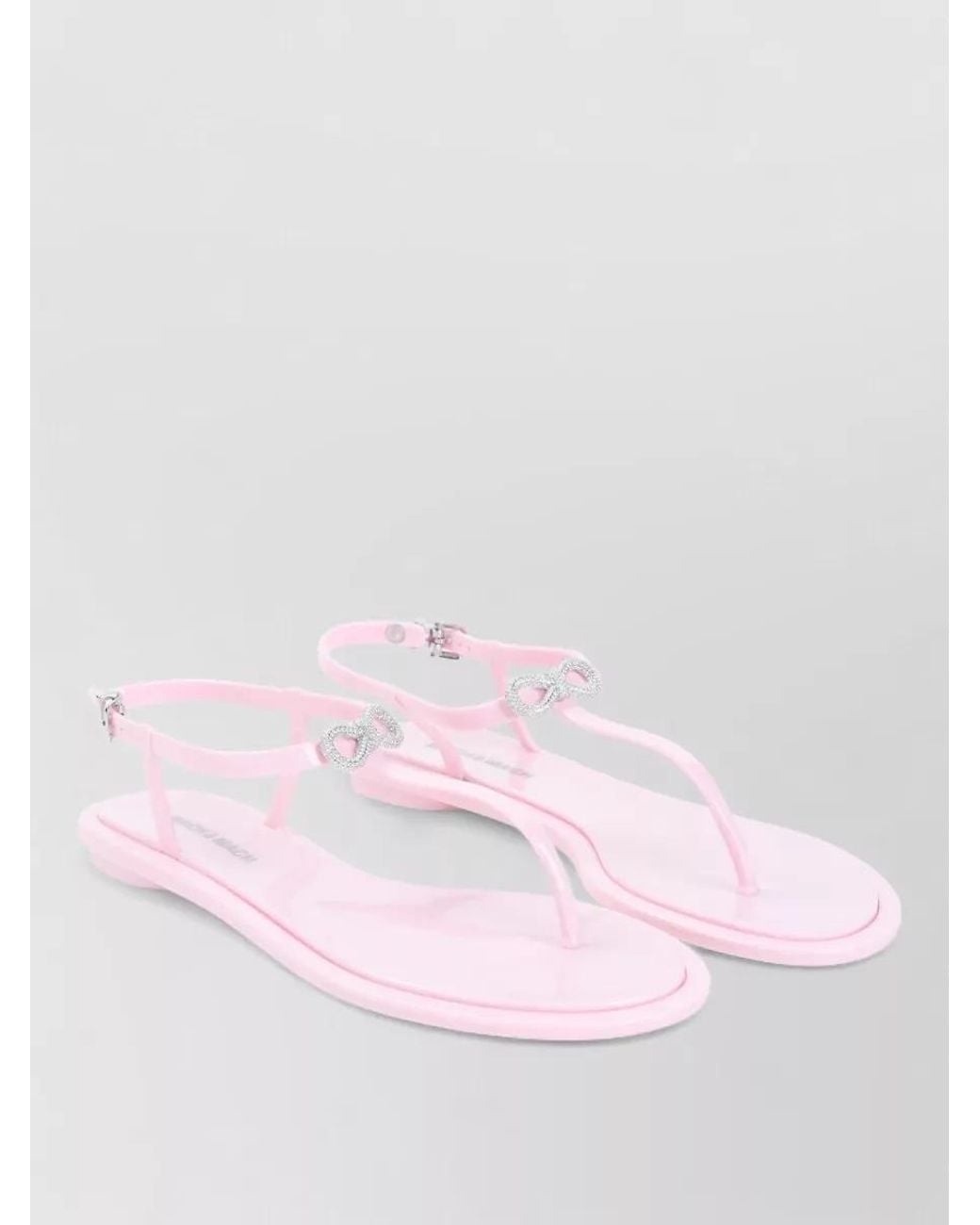 Mach & Mach Pink Crystal-Embellished Thong Sandals