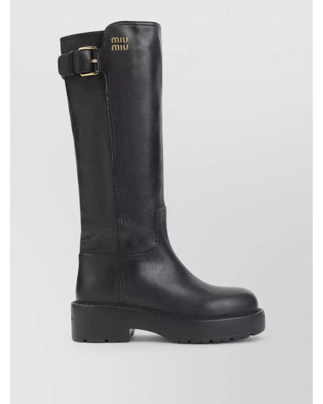 Miu Miu Black Leather Knee-High Boots