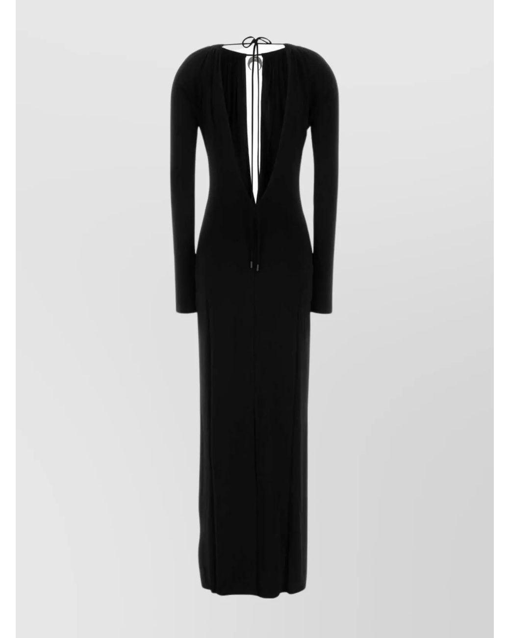 MARINE SERRE Black Draped Cutout Maxi Dress