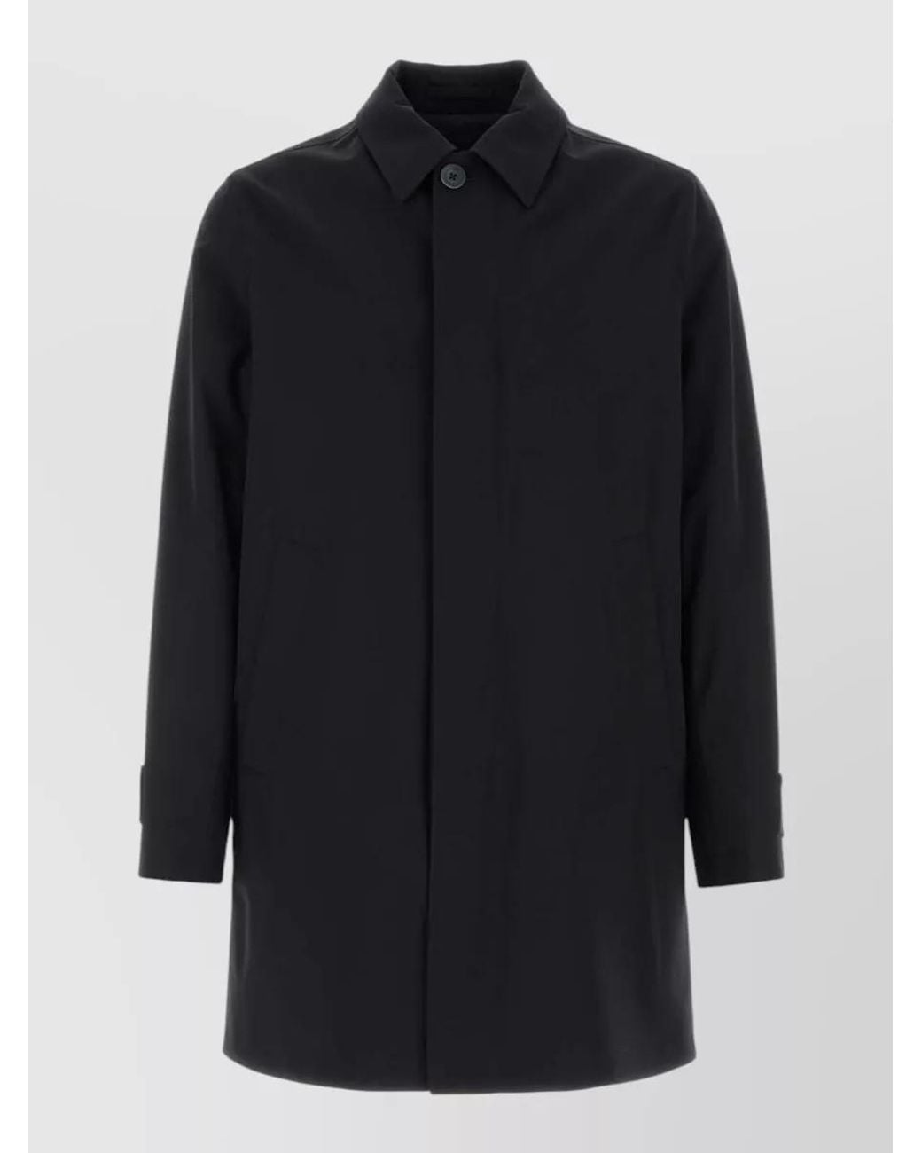 Herno Blue Polyester Raincoat Back Vent Cuffed Sleeves Pockets for men