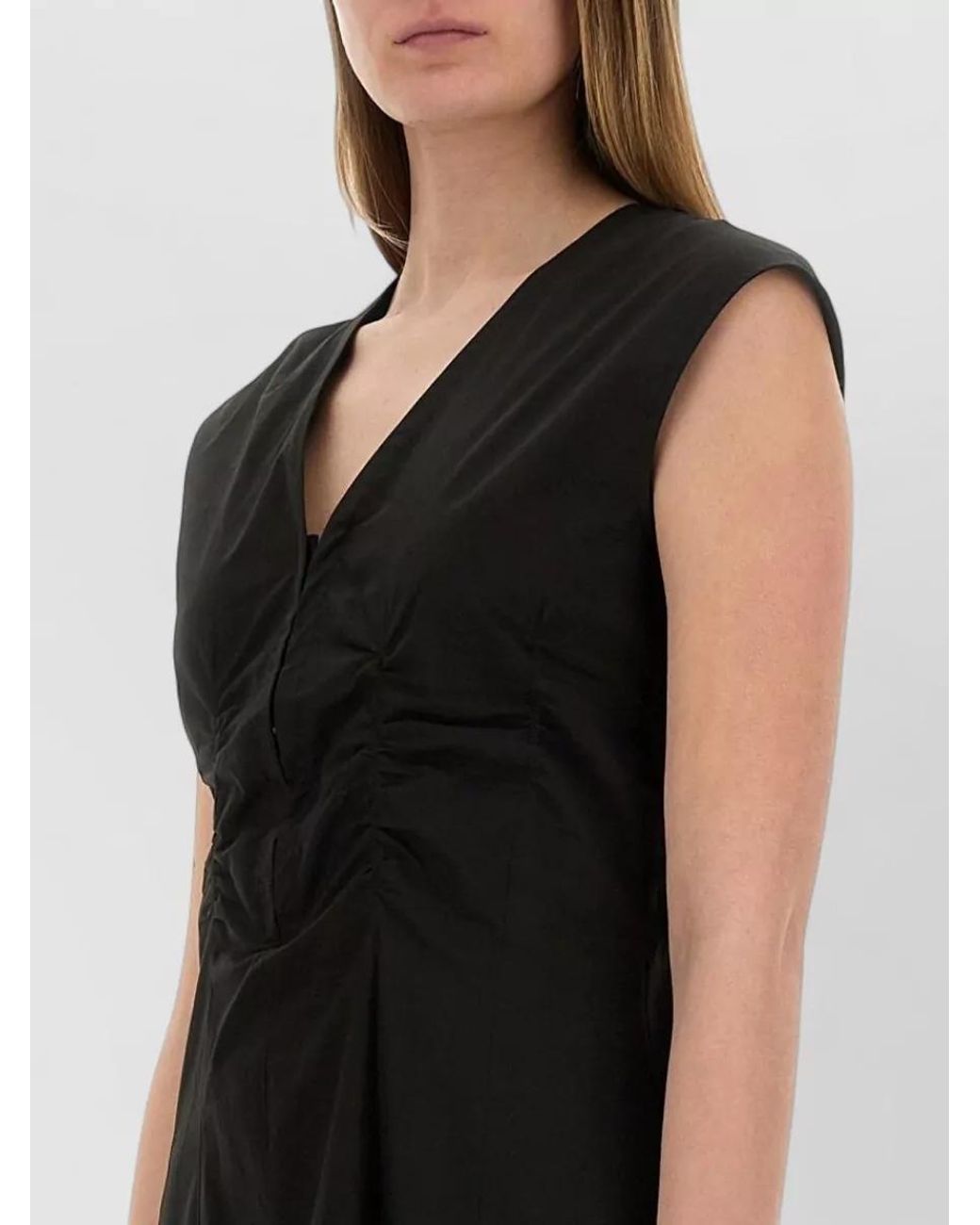 Alysi Black Cotton Midi Dress
