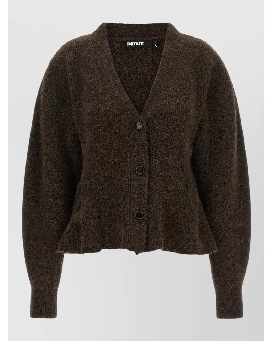 ROTATE BIRGER CHRISTENSEN Black Ribbed Peplum Cardigan