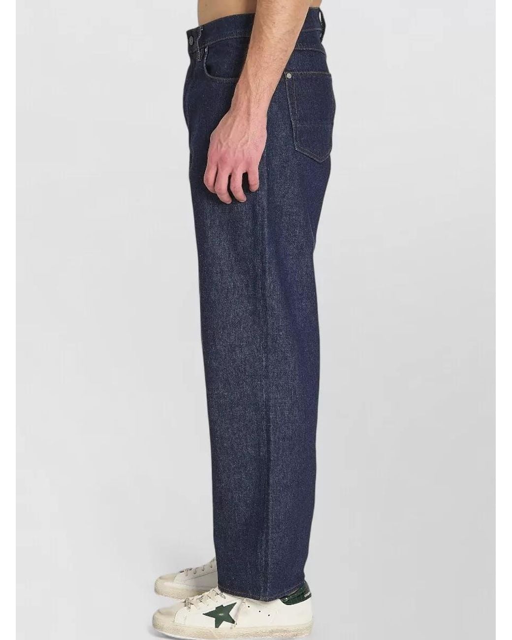 Stone Island Blue Denim Mid-Rise Wide-Leg Trousers for men