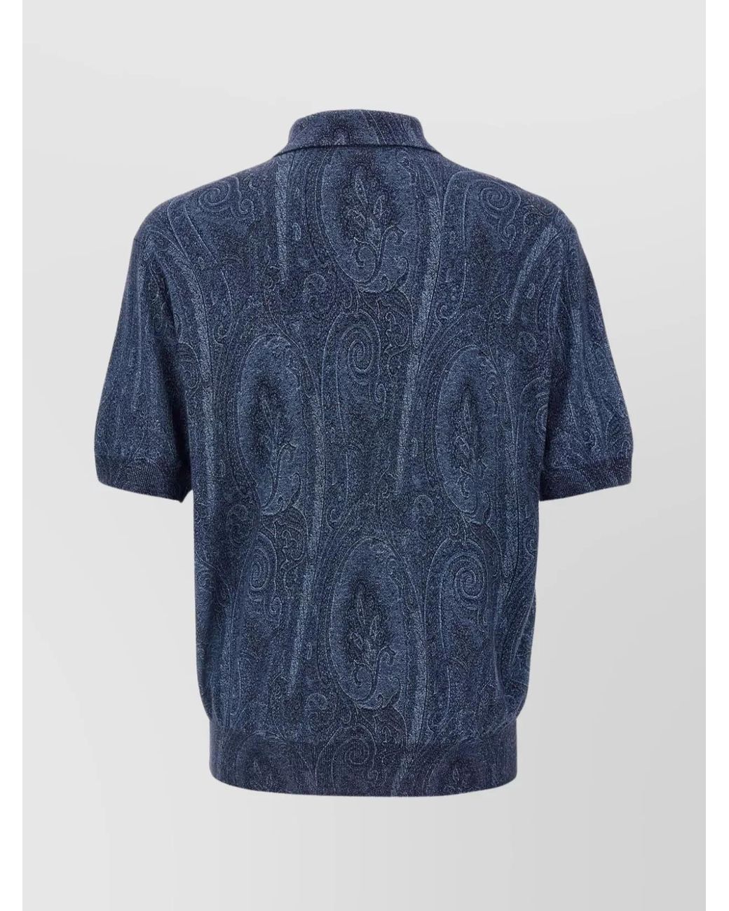 Etro Blue Silk Cashmere Polo Shirt for men