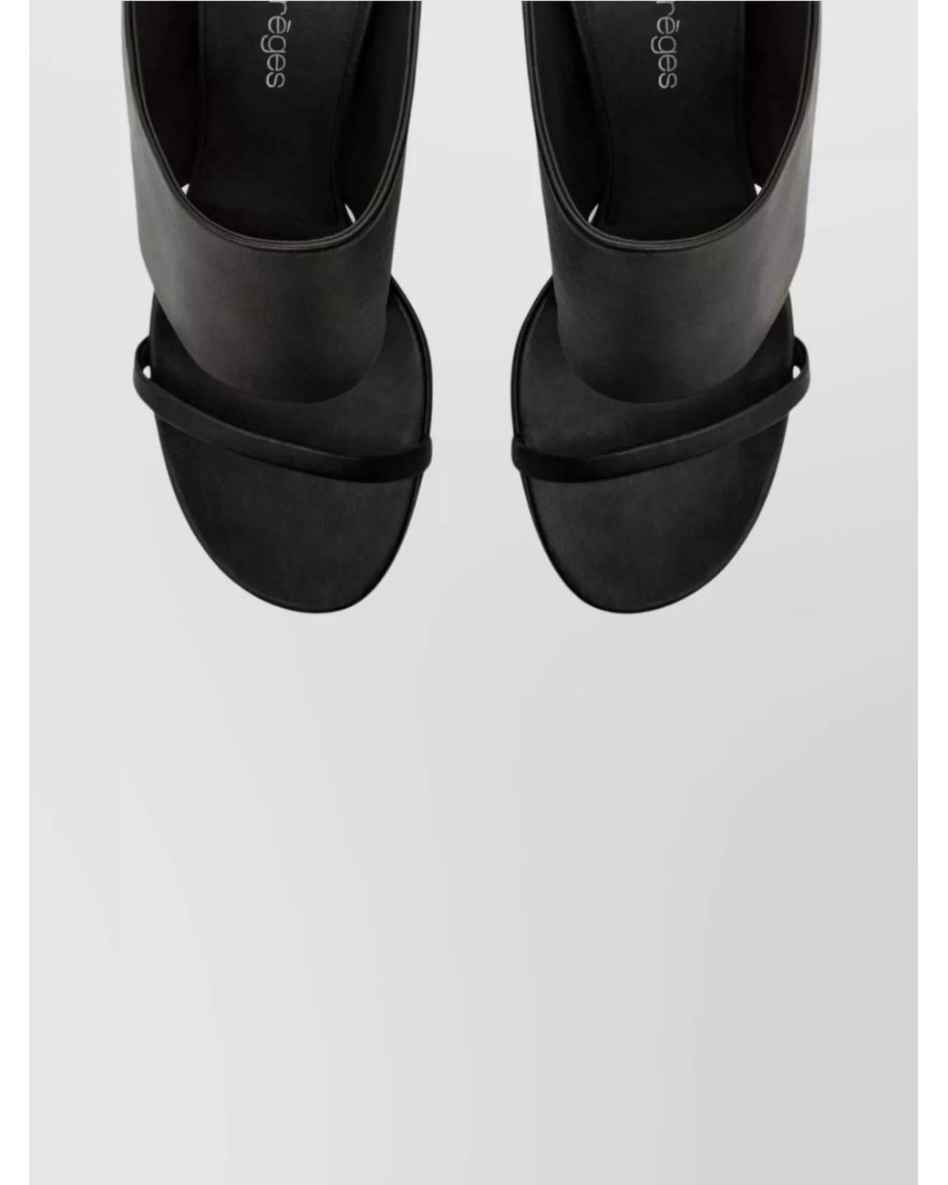 Courreges Black Leather Wedge Sandals