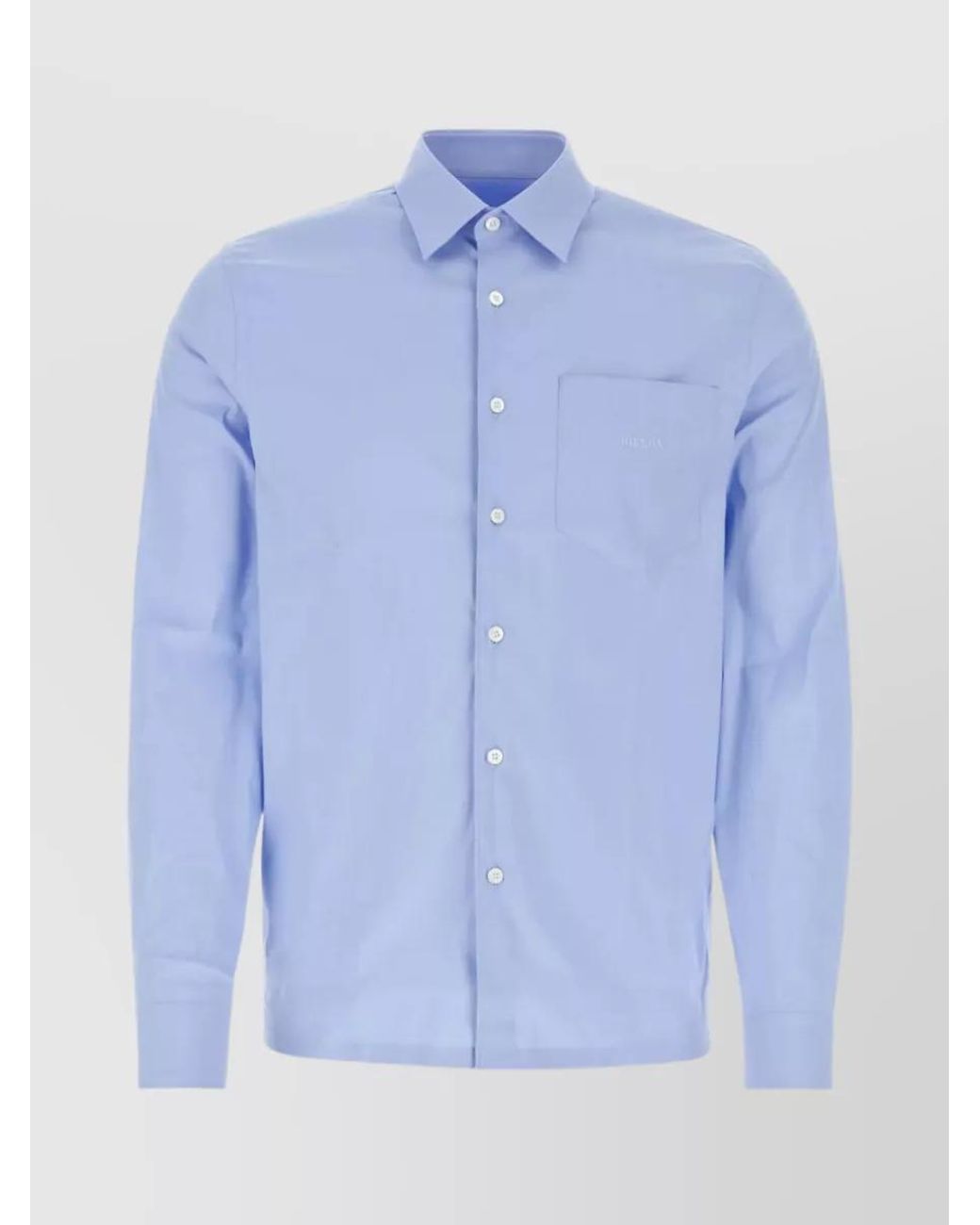 Prada Blue Cotton Poplin Shirt for men