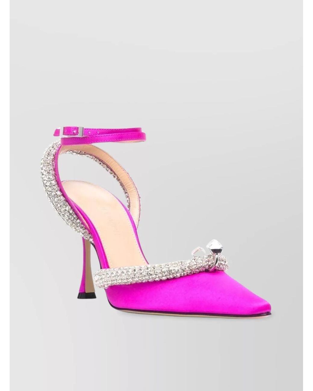 Mach & Mach Pink Crystal-Embellished Satin Slingback Pumps