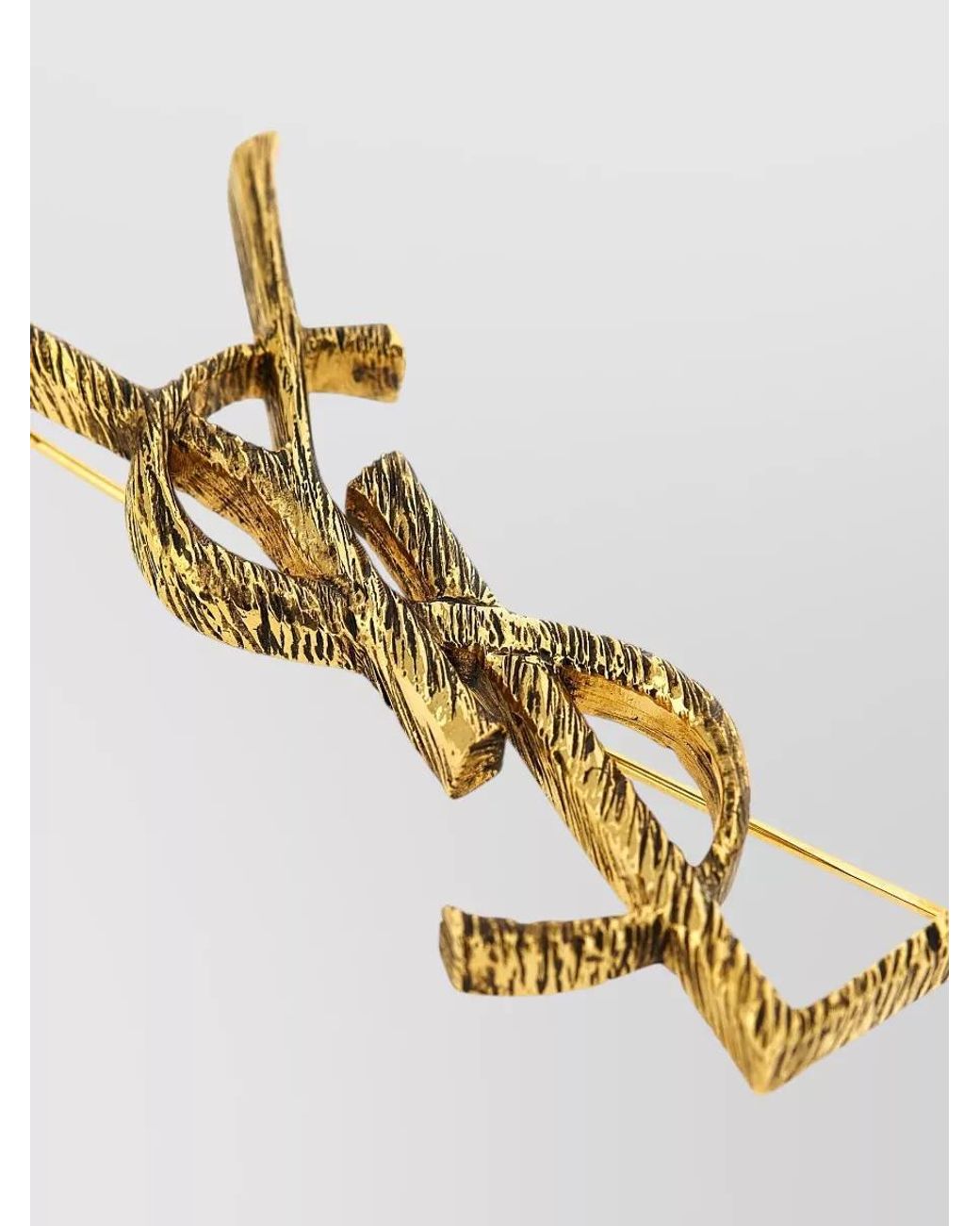 Saint Laurent Metallic Brass Logo Brooch