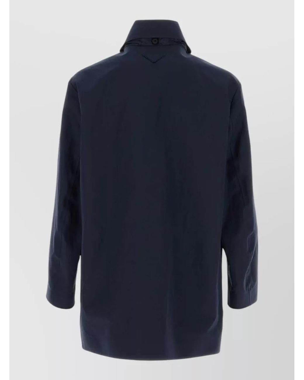 Prada Blue Cotton Single-Breasted Overcoat for men