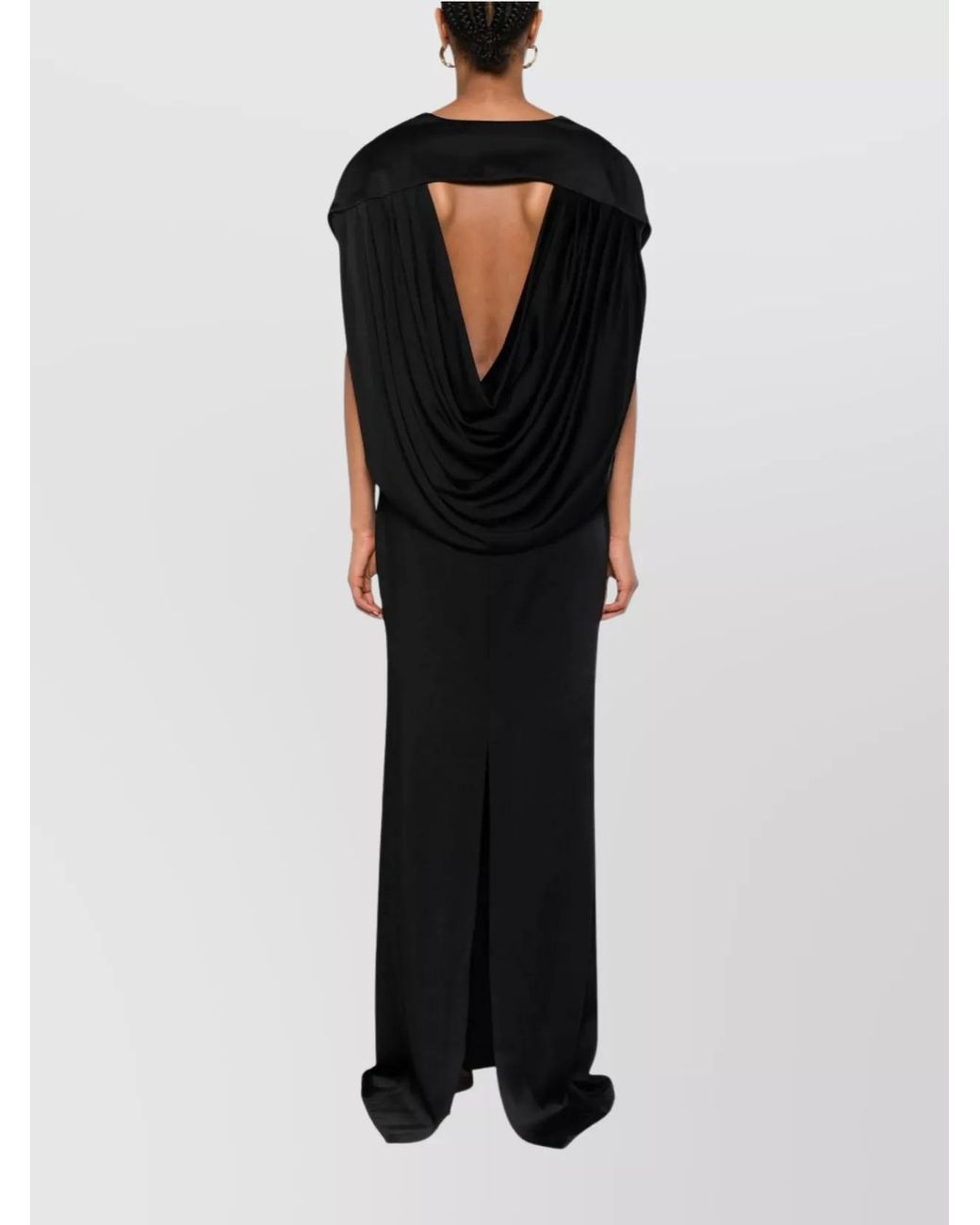 Stella McCartney Black Satin V-Neck Maxi Gown