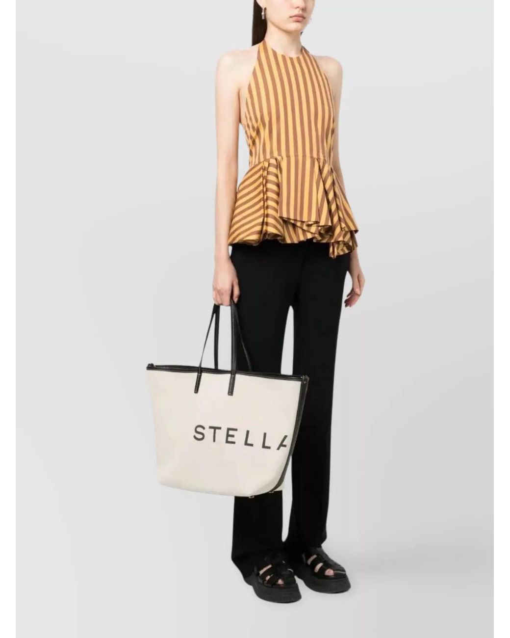 Stella McCartney Natural Stella Logo Canvas Tote Bag
