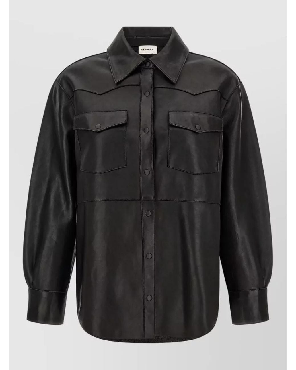 P.A.R.O.S.H. Black Lamb Leather Shirt Jacket